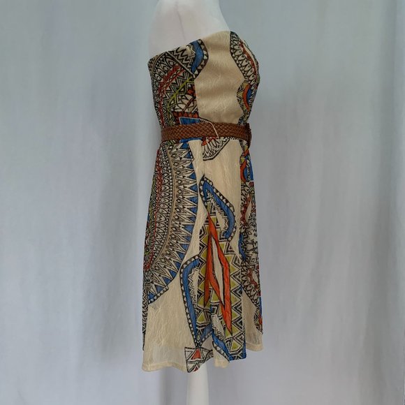 AS U WISH Tribal Aztec Gypsy Boho Lace Strapless Padded Bra Mini Dress - Picture 6 of 16